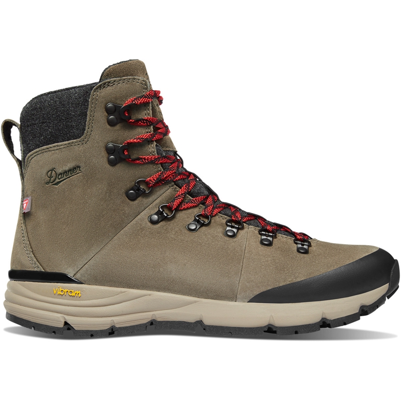 Brown / Red Men's Danner Arctic 600 Side-Zip Hiking Boots | 27054-FBWK