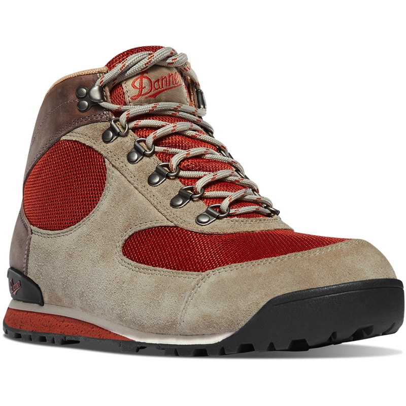 Grey / Red Men's Danner Jag Dry Weather Work Boots | 79214-NLIE