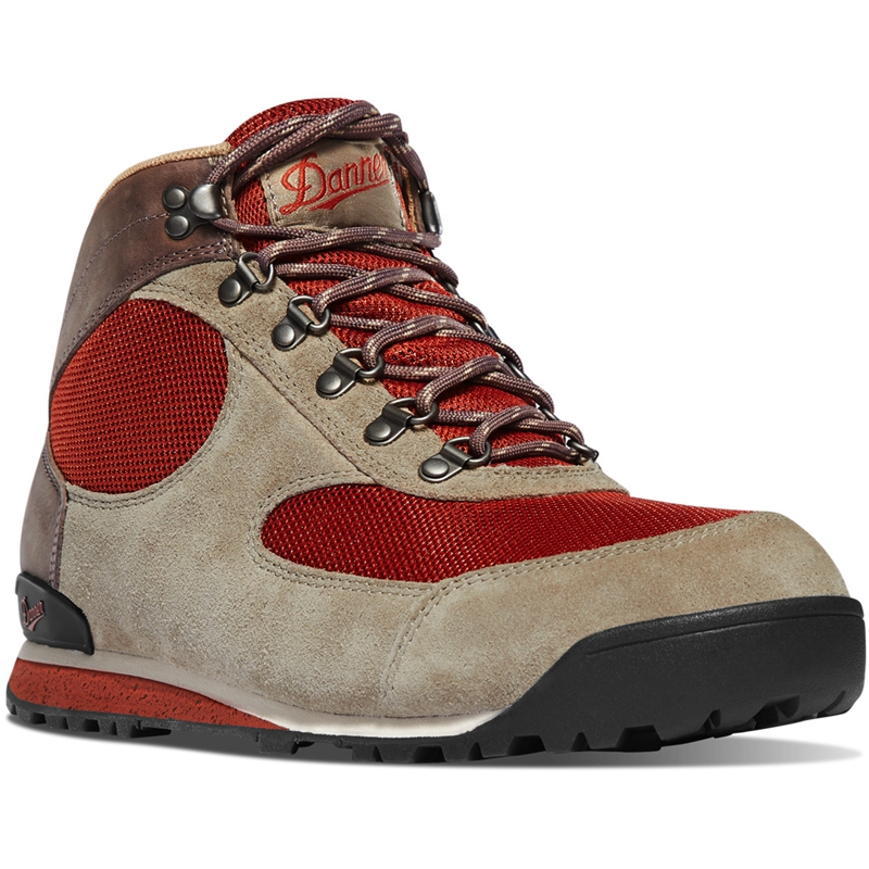 Grey / Red Men's Danner Jag Dry Weather Work Boots | 79214-NLIE