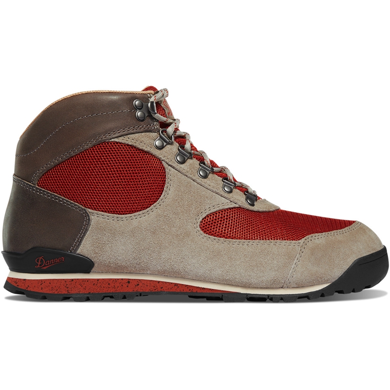 Grey / Red Men\'s Danner Jag Dry Weather Work Boots | 79214-NLIE