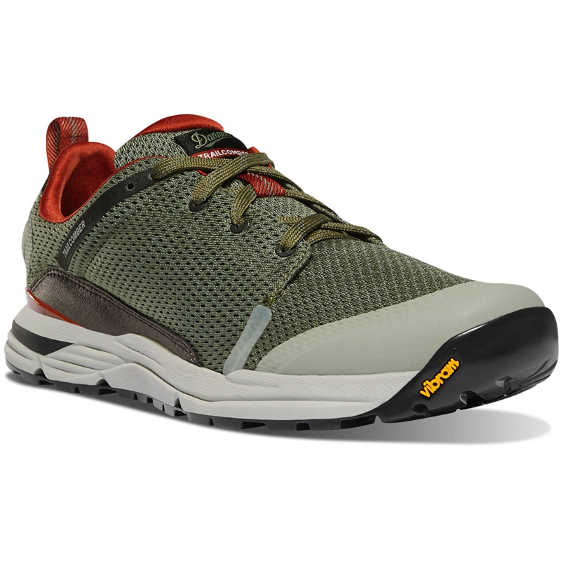 Olive Men's Danner Trailcomber Work Shoes | 82460-NZQU
